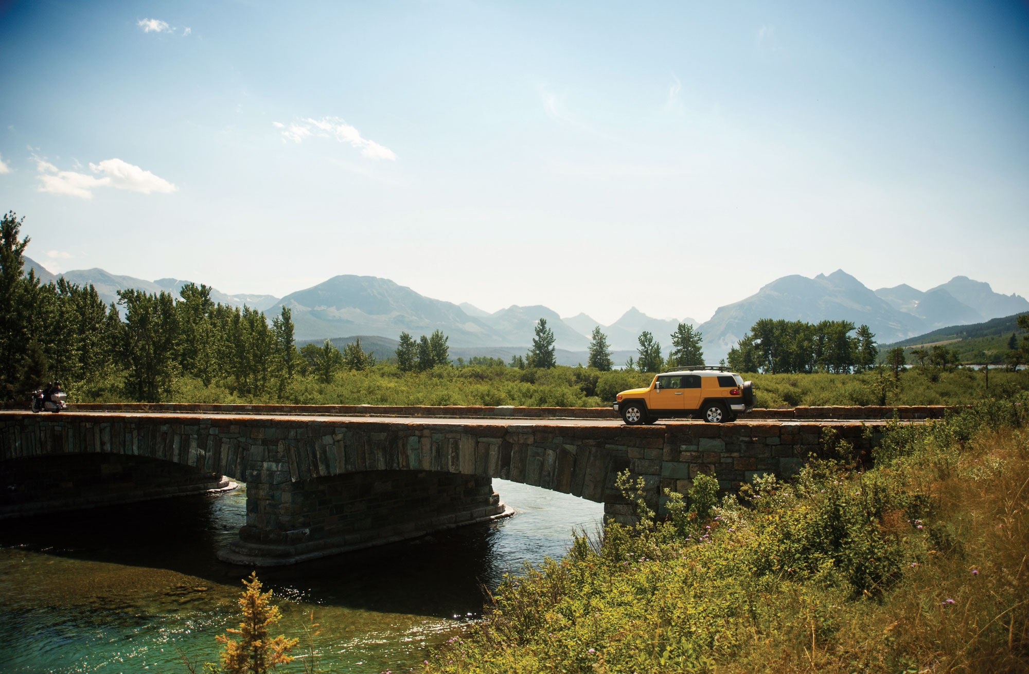 Scenic drives over the river in glacier national park