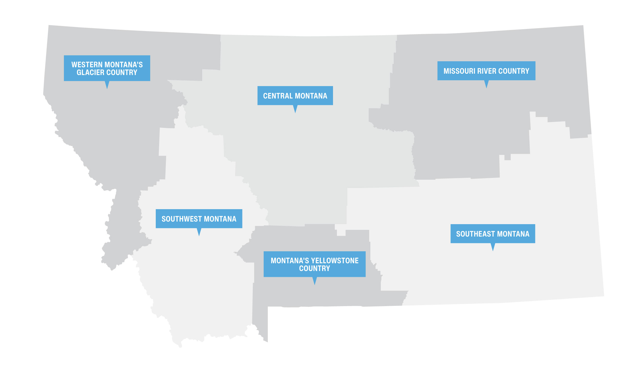 Montana is broken up into six different tourism region. Glacier Country covers the northwest corner of the state.